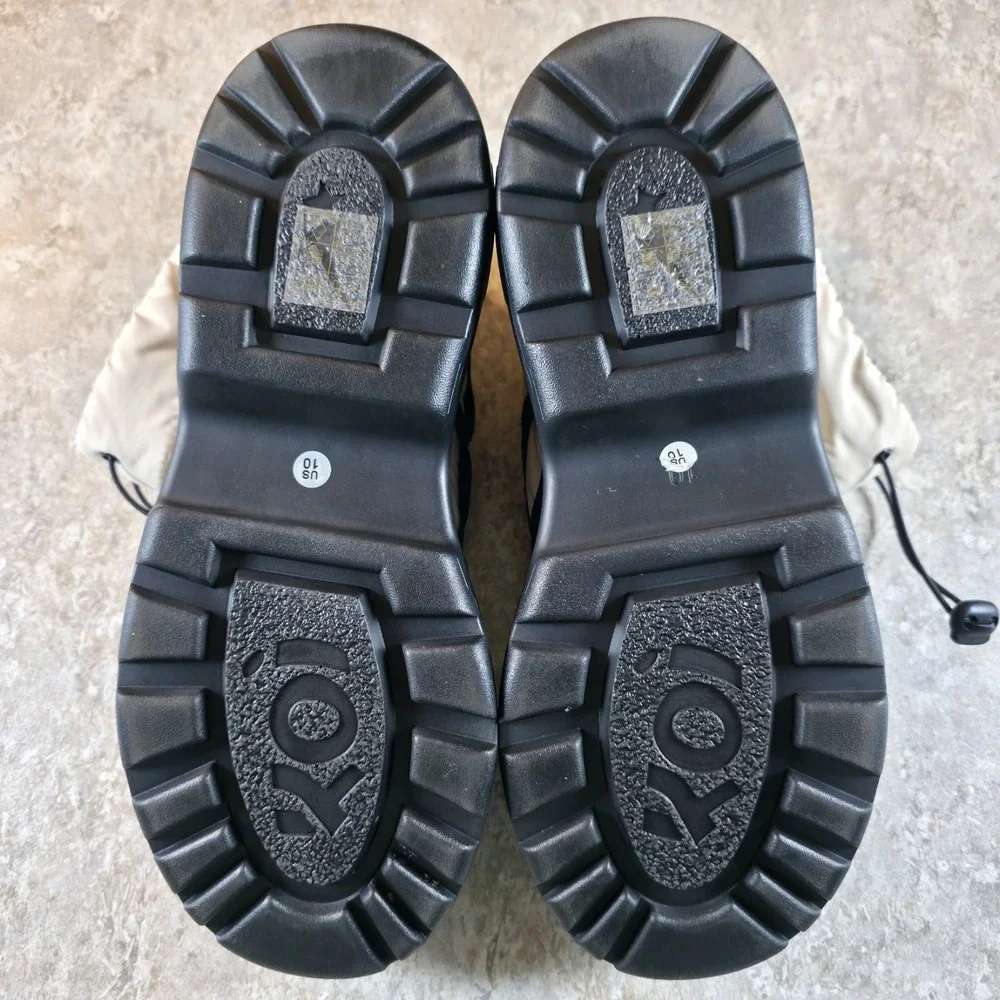 Koi Padded Snow Boots Broken Helm Cream and Black Womens Size 10 New